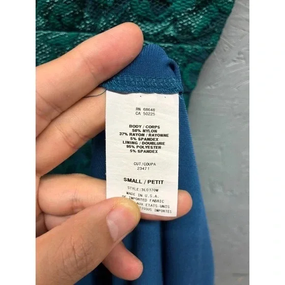 ABS Allen Schwartz Teal Lace Midi Dress - Picture 10 of 10